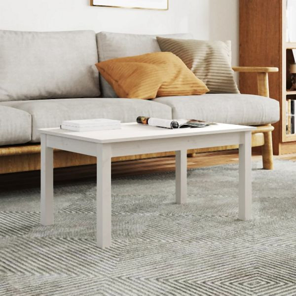 vidaXL Couchtisch Weiß 80x50x40 cm Massivholz Kiefer, 814280
