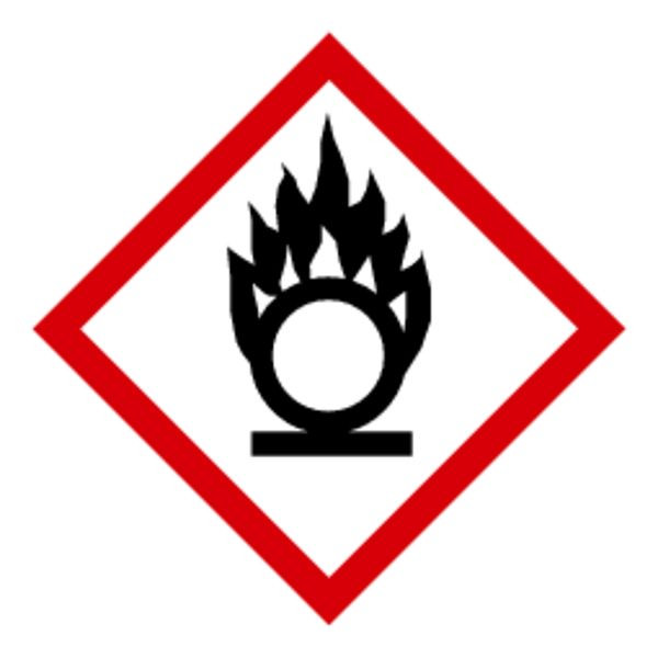Schilder Klar GHS Gefahrensymbol 03: Flamme über einem Kreis, auf Rolle à 500 Stück, 50x50 mm Folie selbstklebend, 473/41