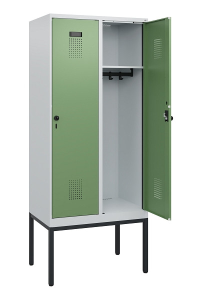 C+P Spind Evolo PLUS, Gestell, 2 Abteile, 1950x800x500mm, 7035/6011, Drehriegel, 0490305-22 S10010