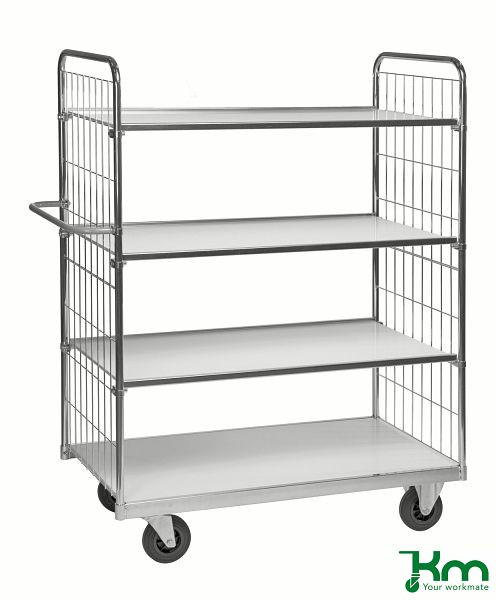 Kongamek Stabiler, flexibler Komissionierwagen Serie 9000, 2 Lenk- und 2 Bockrollen, 1390 x 650 x 1695 mm, KM9000-4M