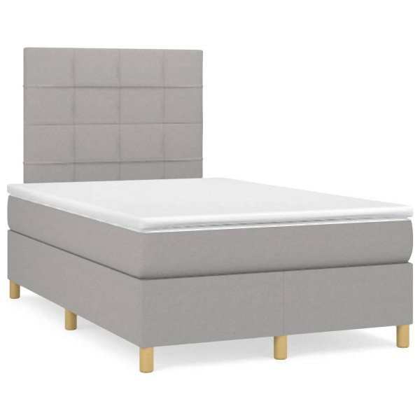 vidaXL Boxspringbett mit Matratze & LED Hellgrau 120x190 cm Stoff, 3270246