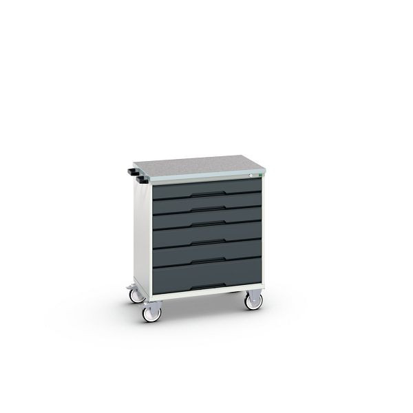 bott verso mobiler Schubladenschrank, mit 6 Schubladen und Linoleum-Top, BxTxH: 800 x 600 x 980 mm, Lichtgrau / Anthrazitgrau, 16927003.19