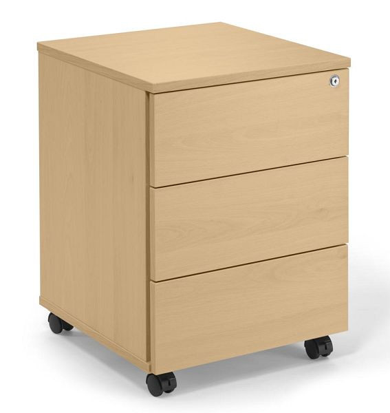 Deskin Rollcontainer MODUL, Buchedekor, B 432 x H 585 x T 459 mm, 349373