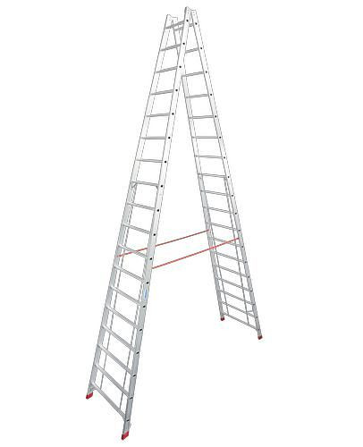Krause Sprossen Doppelleiter, Aluminium, 2 x 18 Sprossen, 257480