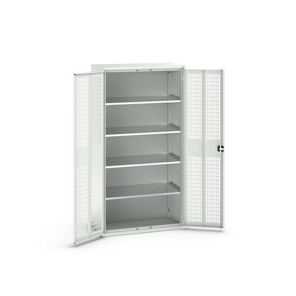 bott verso Flügeltürschrank mit Belüftung, mit 4 Fachböden, BxTxH: 1050 x550 x 2000 mm, Lichtgrau / Lichtgrau, 16926770.16