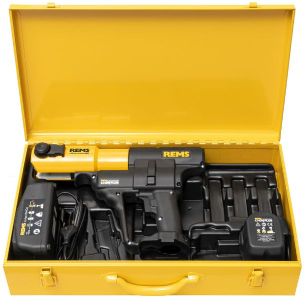 REMS Akku-Press 14V Basic-Pack, Akku-Radialpresse mit Abschaltsignal zur Herstellung von Pressverbindungen, 571013 R220