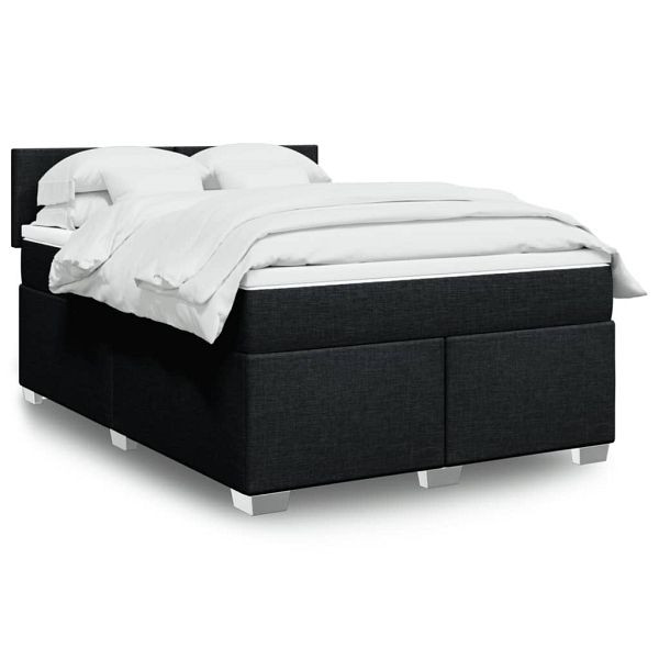 vidaXL Boxspringbett mit Matratze Schwarz 140x190 cm Stoff, 3288178
