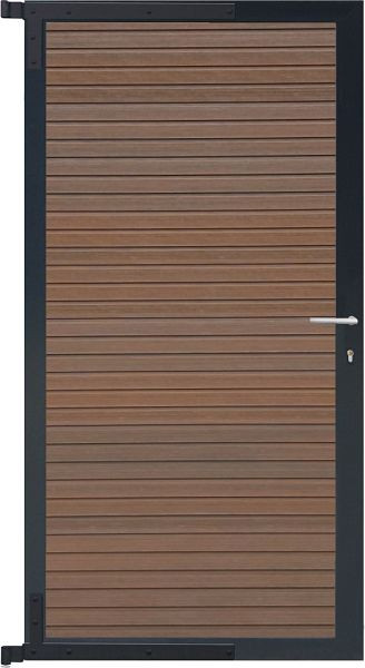T&J WAREN-Tor-Komplettset, 90 x 173 cm, Füllung teak, Rahmen anthrazit, 44026