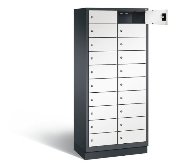 C+P Schließfachschrank Evolo, H1800xB810xT500mm, Farbe: Schwarzgrau / Verkehrsweiß, mit Steckdosenleiste, 48020-2210 S10182