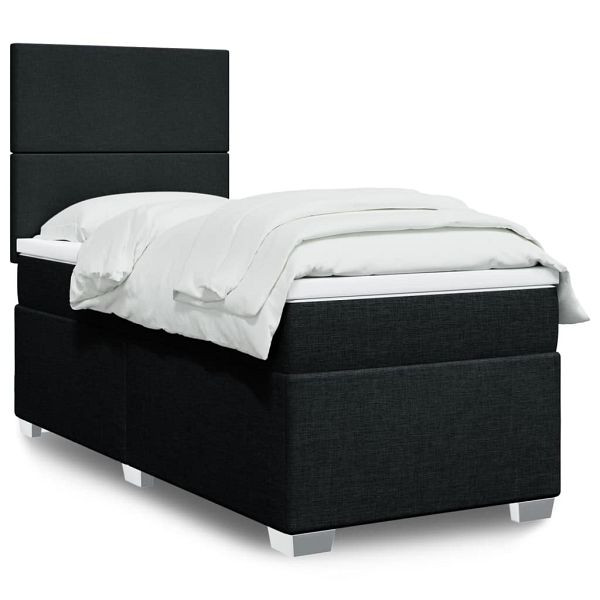 vidaXL Boxspringbett mit Matratze Schwarz 80x200 cm Stoff, 3290310