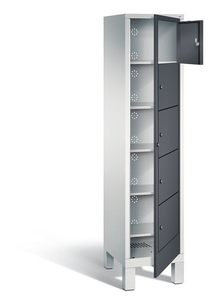 C+P Wäsche-Sammelschrank Evolo, H1850xB420xT500mm, Farbe: Lichtgrau / Schwarzgrau, 48060-105 S10065