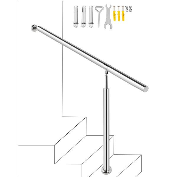 VEVOR Außentreppengeländer Treppengeländer Edelstahlgeländer Ein Schritt Wand, LTFS2BBXGMLFS0001V0