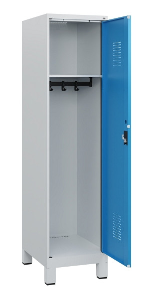 C+P Spind Evolo PLUS, Füße, 1 Abteil, 1630x400x500mm, 7035/5012, Zylinderschloss, 0490105-12 S10031
