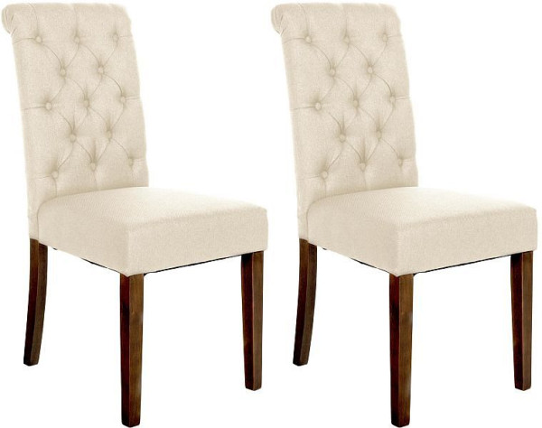 CLP 2er Set Esszimmerstühle Lisburn Stoff, creme, 322771