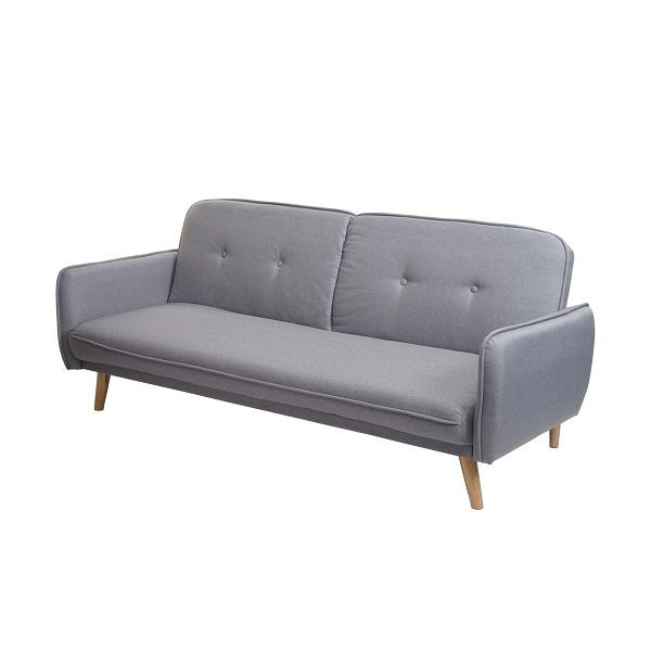 Mendler Schlafsofa HWC-J18, Couch Klappsofa Gästebett Bettsofa, Schlaffunktion Stoff/Textil, grau, 75469