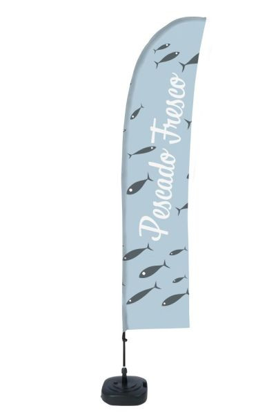 Showdown Displays Beach Flag Budget Wind Komplettset frischer Fisch Spanisch, BFBL-WT21-17-I149