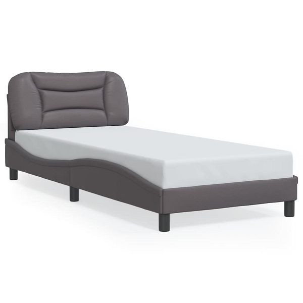 vidaXL Bettgestell mit LED Grau 90x200 cm Kunstleder, 3213909