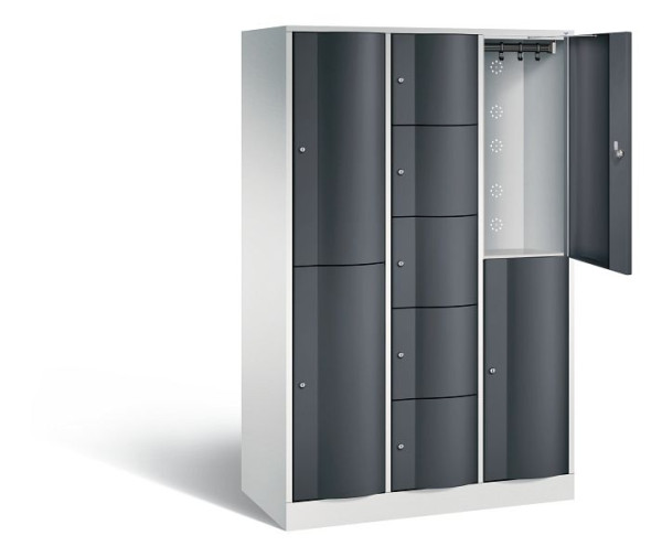 C+P Kombi-Schließfachschrank Resisto, H1950xB1148xT540mm, Farbe: Lichtgrau / Schwarzgrau, 8070-3720 S10030