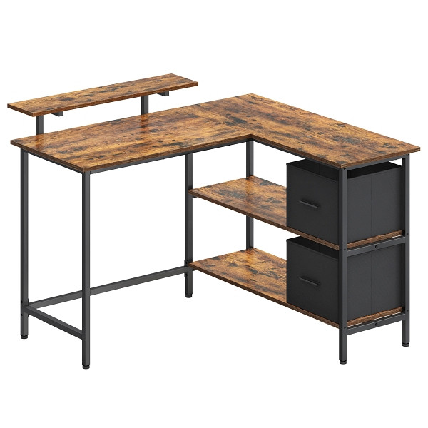 SONGMICS Computerschreibtisch, Vintagebraun, 115x105x90 cm, LWD097B01