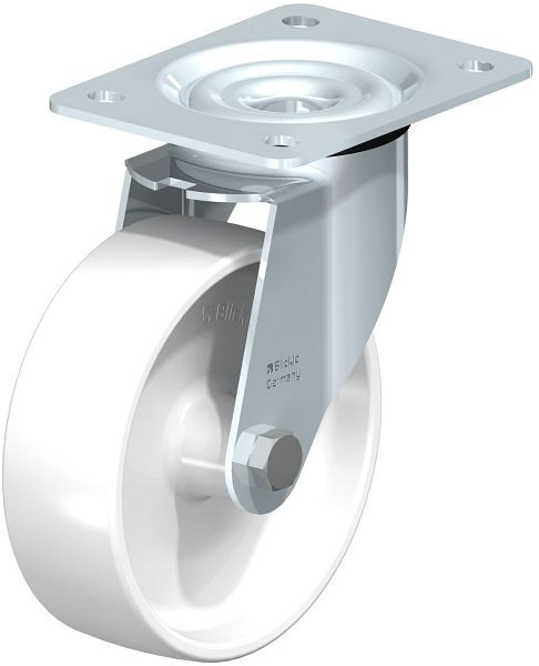 Blickle LE-PO 150G Stahlblech-Lenkrolle mit Anschraubplatte, Polyamid, Weiß, 231431