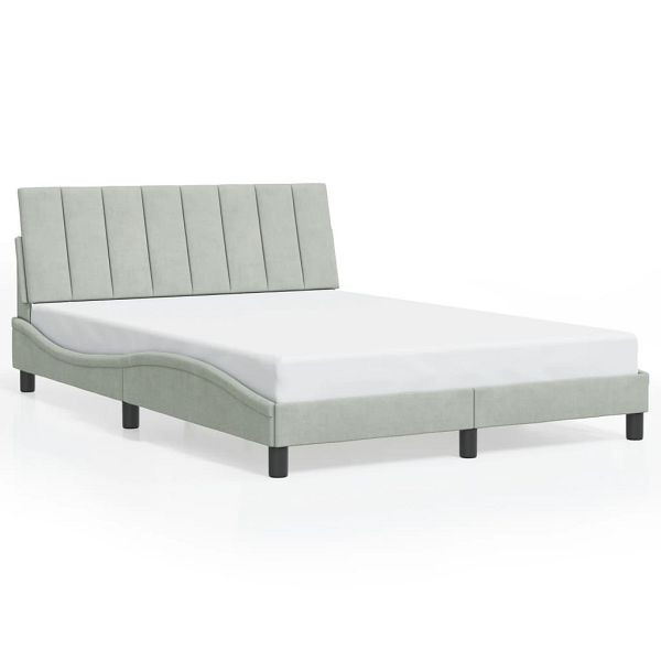 vidaXL Bettgestell mit Kopfteil Hellgrau 140x200 cm Samt, 3207849