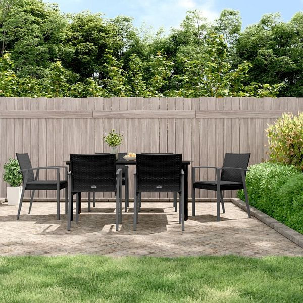 vidaXL 7-teilig Garten-Essgruppe mit Kissen Poly Rattan und Stahl, 3186996