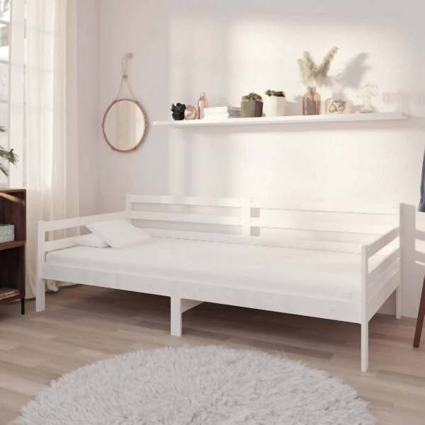 vidaXL Tagesbett mit Matratze 90x200 cm Weiß Kiefer Massivholz, 3083580