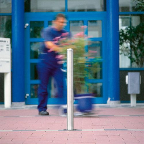 DENIOS Edelstahlpoller herausnehmbar, zum Einbetonieren, ∅: 76 mm, Höhe Überflur 925 mm, 310898