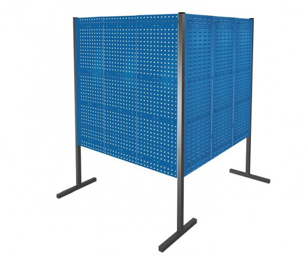 Kappes RasterPlan Trennwand Doppelfeld 90°, 1500 / 1500 mm, H1500 mm, RAL 5010, Mit 4 RasterPlan Lochplatten, 2 RasterPlan Schlitzplatten, 7228.00.2221