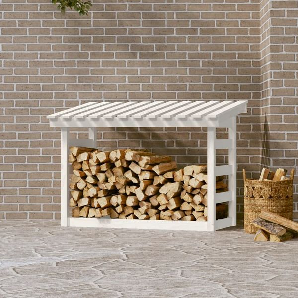 vidaXL Kaminholzregal Weiß 108x64,5x78 cm Massivholz Kiefer, 822443