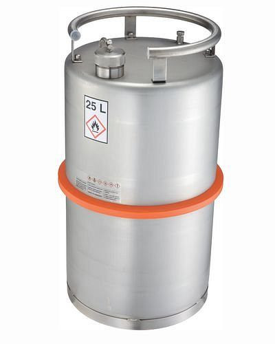 DENIOS Transportbehälter aus Edelstahl, mit Schraubkappe, 25 Liter Volumen, 117-357