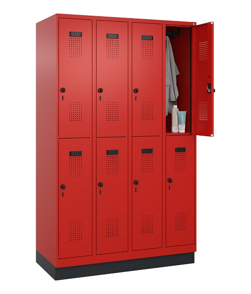 C+P Doppelstöckiger Spind Evolo PLUS, mit Sockel, 8 Fächer, 1950x1200x500mm, 302, Drehriegel, 049320-40 S10025