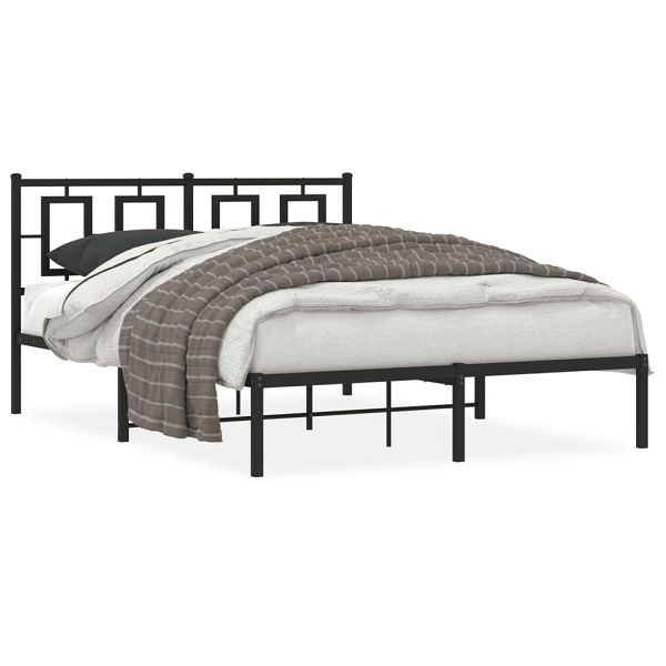 vidaXL Bettgestell mit Kopfteil Metall Schwarz 135x190 cm, 374240