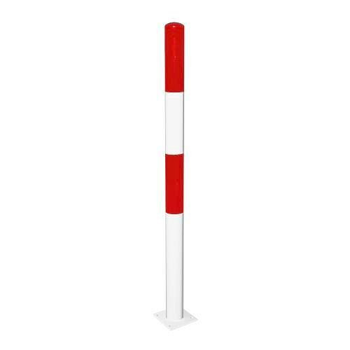 Moravia Absperrpfosten aus Stahl, herausnehmbar, zum Aufdübeln, feuerverzinkt, Ø 60 mm, rot/weiß, 248381