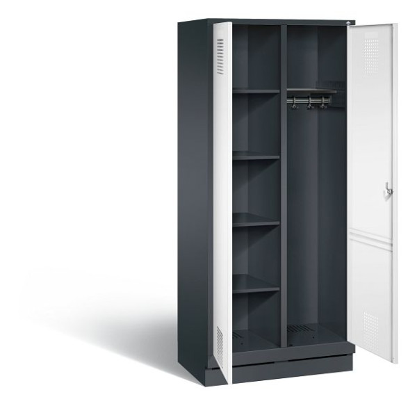 C+P Putzmittel-Spind Evolo, H1800xB810xT500mm, Farbe: Schwarzgrau / Verkehrsweiß, 48160-22 S10118