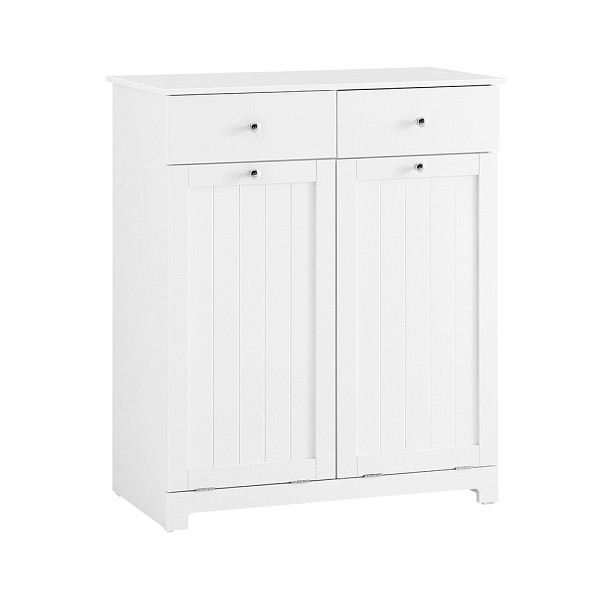 SoBuy Wäscheschrank mit 2 Schubladen Weiß 78x38x90 cm, Funktional, BZR33-II-W