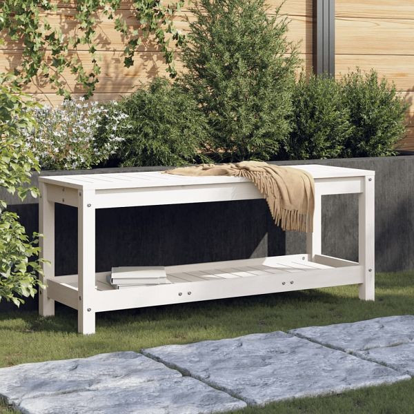 vidaXL Gartenbank Weiß 108x35x45 cm Massivholz Kiefer, 832383