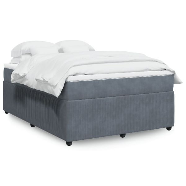 vidaXL Boxspringbett mit Matratze Dunkelgrau 160x200 cm Samt, 3285651