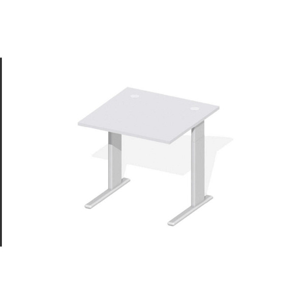 Deskin Schreibtisch Comfort M MULTI M, Dekor lichtgrau, Gestell Alusilber, B 800 x T 800 x H 640 - 820 mm, 219673