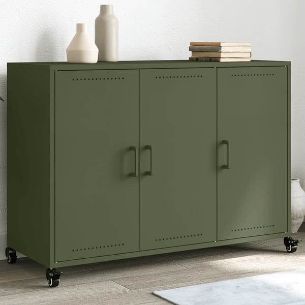vidaXL Sideboard Olivgrün 100,5x39x72 cm Kaltgewalzter Stahl, 846684