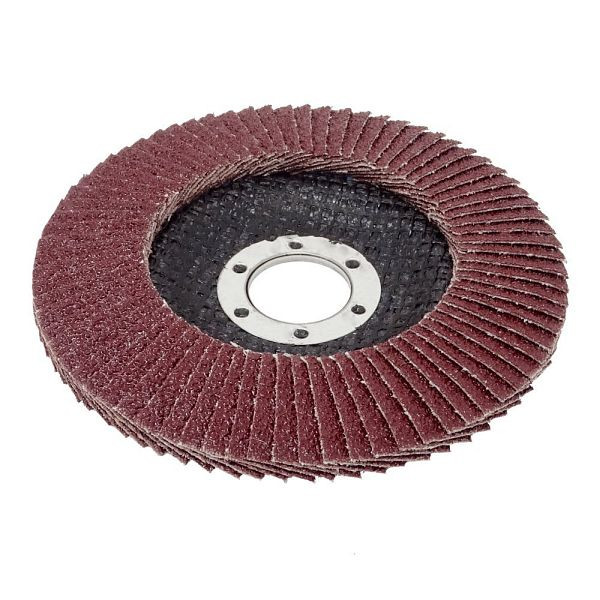 VaGo-Tools Fächerschleifscheiben 115mm flach Körnung 40 Braun Lamellenscheiben, VE: 5 Stück, AO-27-115-40-5_av