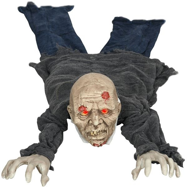 HOMCOM Halloween-Dekoration Zombie, LED-Augen, heult und kriecht, Geräusch- & Bewegungssensor, batteriebetrieben, 159 cm, 844-696V00GY