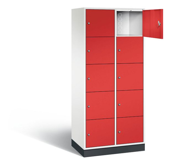 C+P XL-Schließfachschrank Intro, H1950xB820xT490mm, Farbe: Verkehrsweiß / feuerrot, 8570-202 S10158