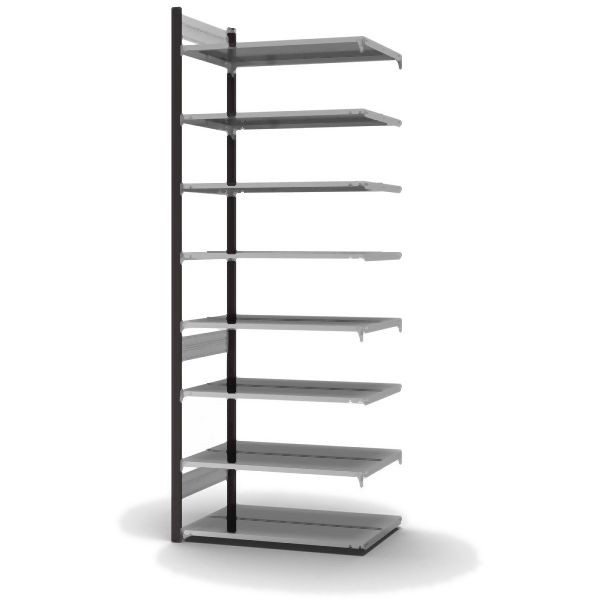 hofe Anbauregal, zerlegt, 8 Böden 2700 x 600 x 1000 mm, verzinkt Stützprofile - anthrazitgrau/RAL 7016, HAA27610DA