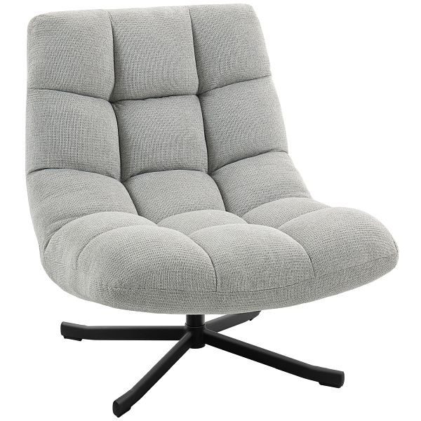 HOMCOM Sessel Drehbar Loungesessel mit Breiter Sitzfläche, wasserabweisend Chenille-Optik, gekreuzt Stahlbeine, Hellgrau, 83B-541V00LG