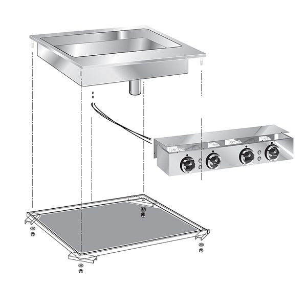 Gastro-Inox drop-in Multifunktions-Kasserolle, 60cm mit Anschlusskasten, 160.552