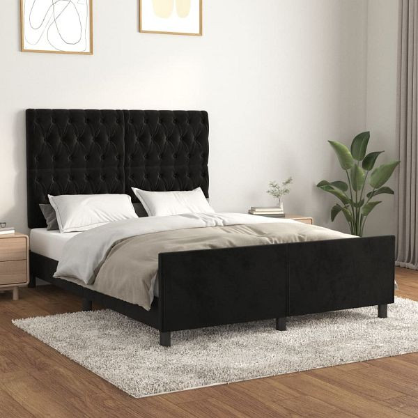 vidaXL Bettgestell mit Kopfteil Schwarz 140x190 cm Samt, 3125936