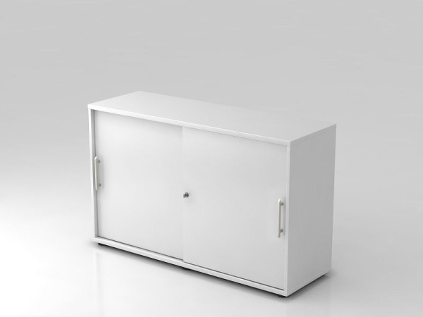 Hammerbacher Schiebetürschrank 2OH 120cm Relinggriff Weiß/Weiß, 120x40x74,8 cm (BxTxH), V1752S/W/W/RE