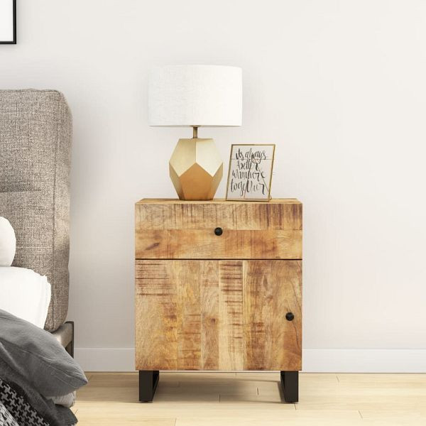vidaXL Nachttisch 50x33x60 cm Massivholz Mango & Holzwerkstoff, 350656