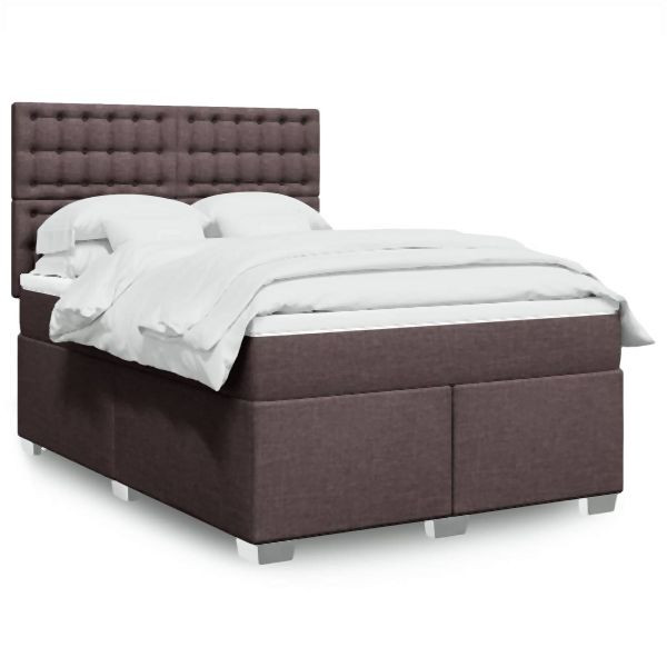 vidaXL Boxspringbett mit Matratze Dunkelbraun 140x200 cm Stoff, 3292828